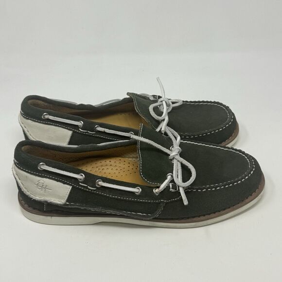 Ernest Hemingway Boat Deck Shoes Mens 12 M Green Suede White Leather Casual - Picture 3 of 15
